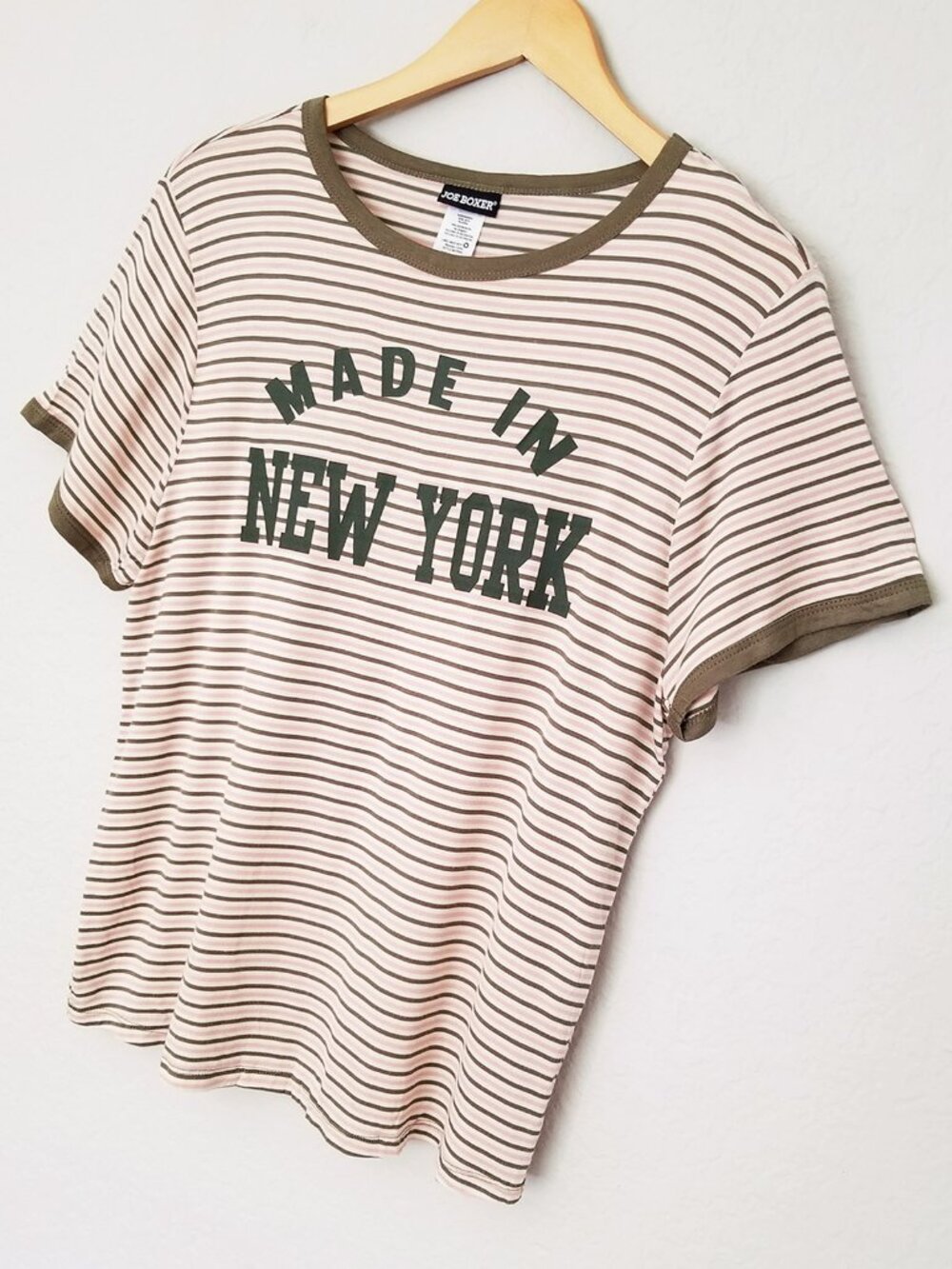 Joe Boxer Made In New York Striped Ringer Tee T Shirt XL Short Sleeve Soft Retro